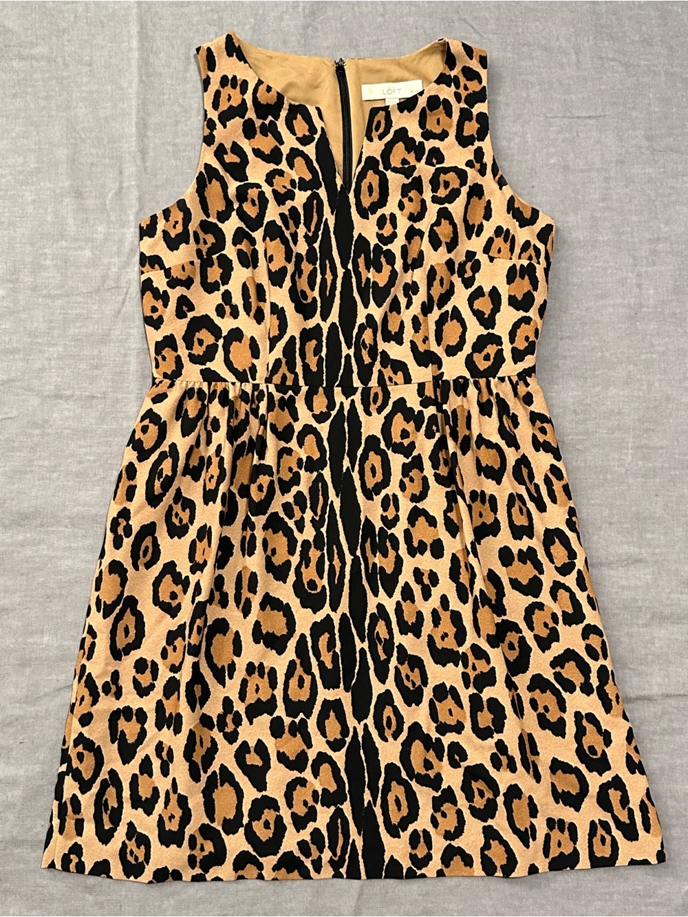 LOFT Leopard Print Sleeveless Dress in Tan and Black